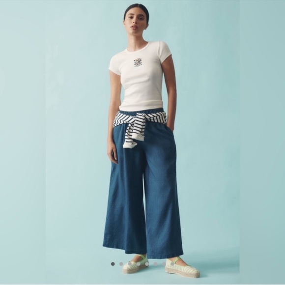 NWT Anthropologie The Somerset Pull-On Pants: Linen Edition XS TALL 🍬 - Picture 1 of 8